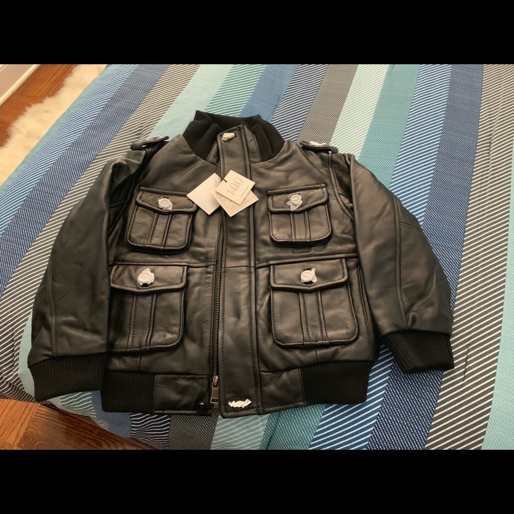 New Boys Bomber jacket /  Lamb Leather Size 6